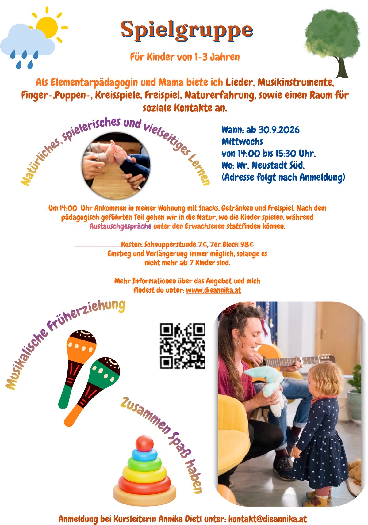 Flyer der Spielgruppe für Kinder von 1 bis 3 Jahren